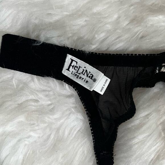 NEW Felina Lingerie Embroidered Lace Mesh Contrast Tricolor Garter Belt Small - Picture 13 of 14